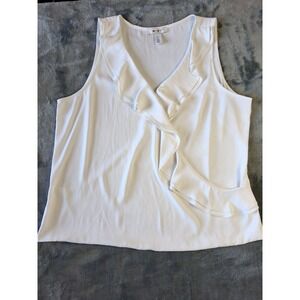 White House Black Market Top Sleeveless Top Sheer Blouse Ruffle Blouse Womens S